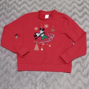 Disney Womens Size M Red Mickey Minnie Winter Theme Pullover Sweater